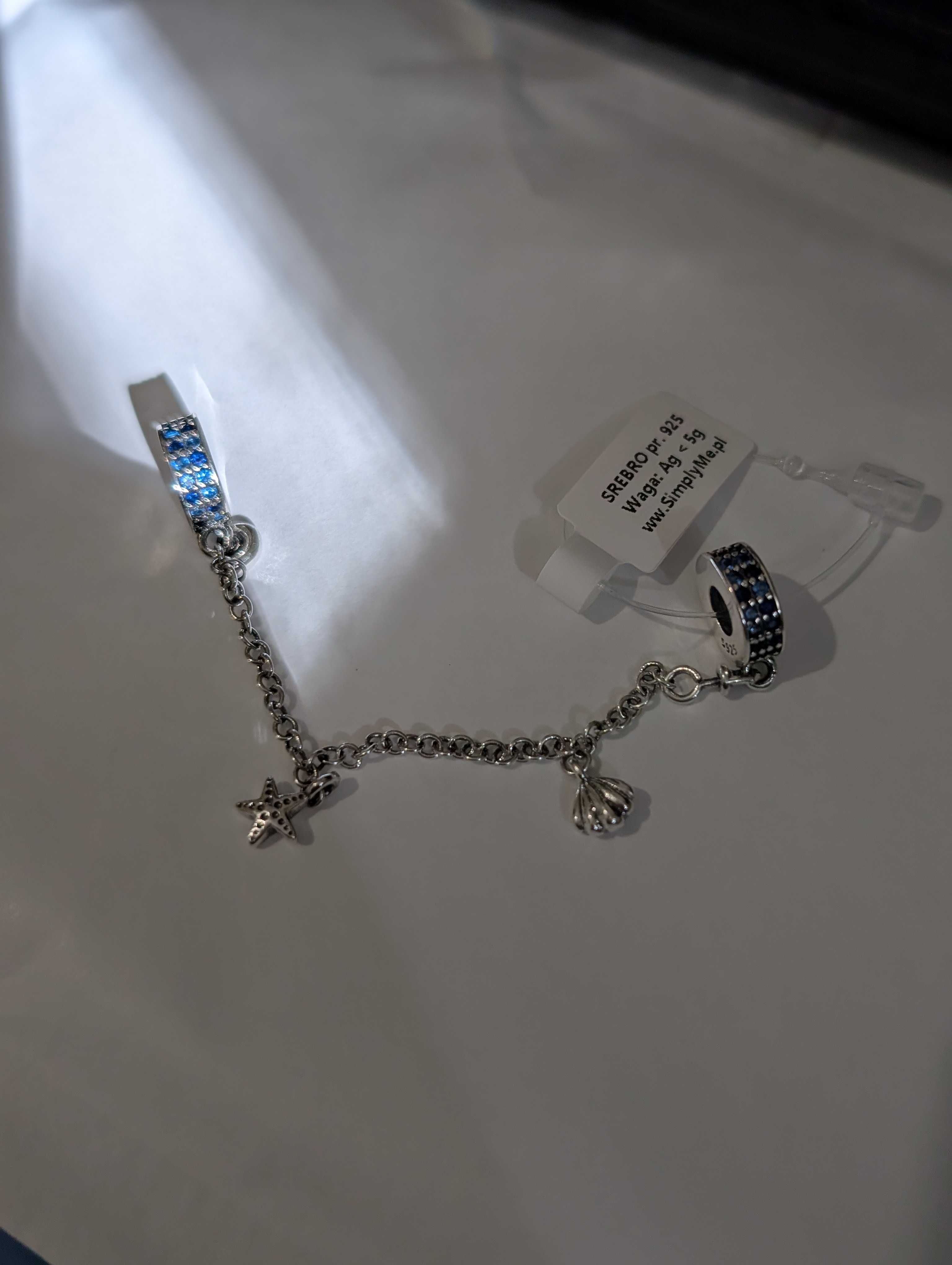 Łańcuszek zabezpieczający charms muszle morski srebro 925 do pandora