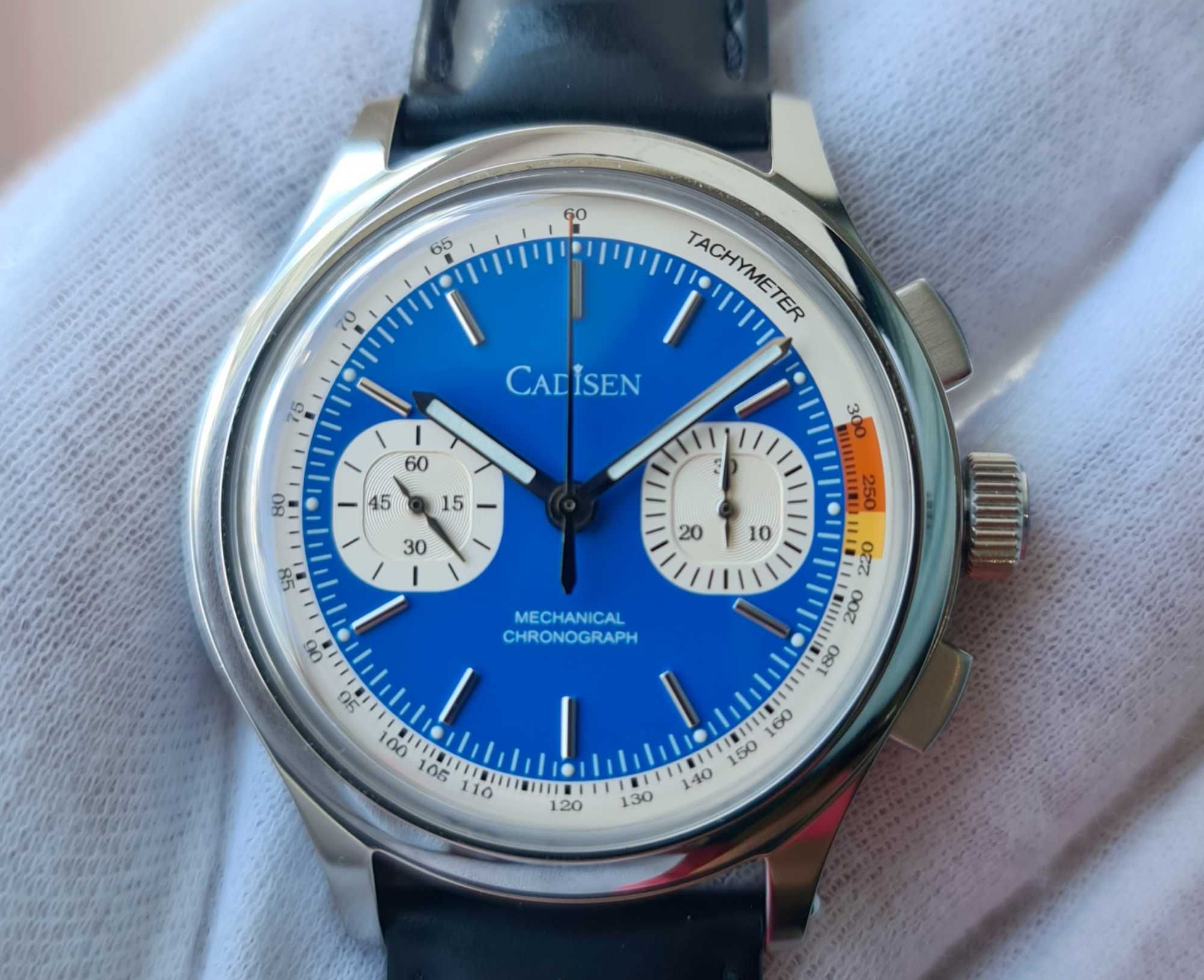 Чоловічий годинник часы Cadisen Mechanical Chronograph ST1900 Blue/W