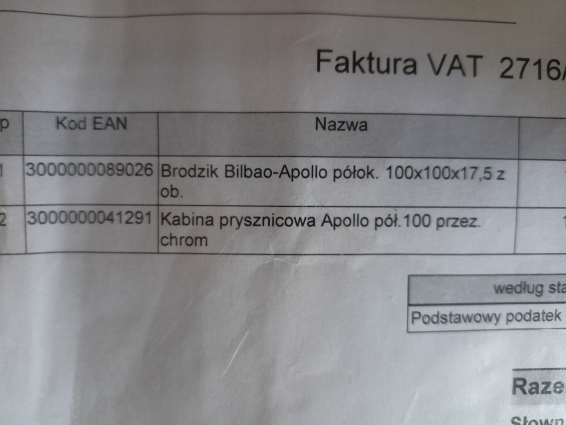 Brodzik i kabina prysznicowa Apollo 100