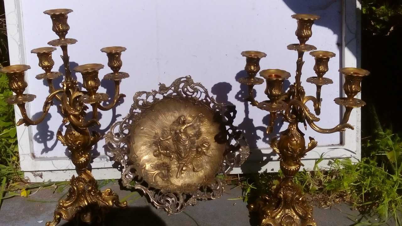 Conj 3 peças vintage 2 candelabro peça centro irrepreensível vend troc