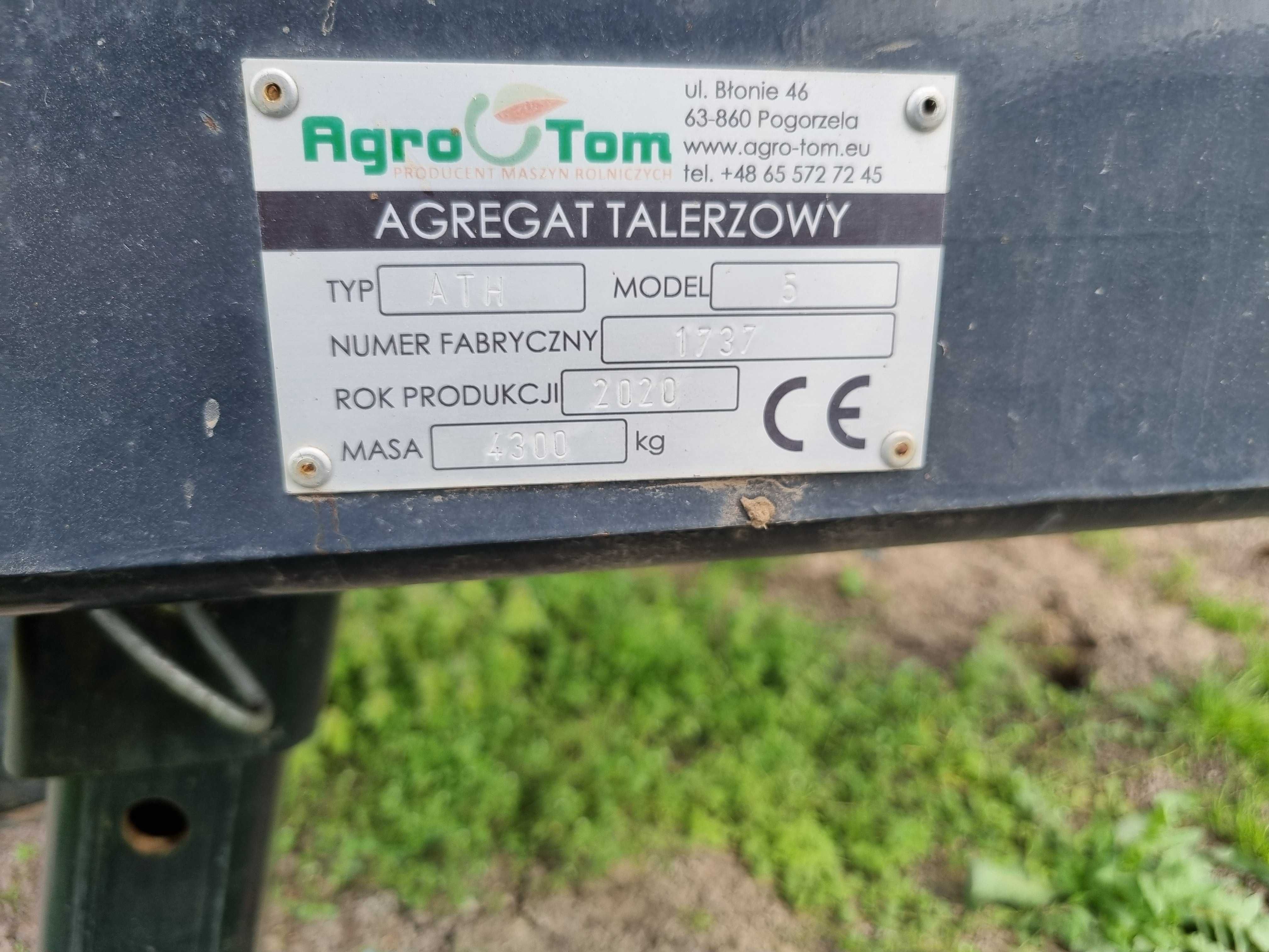 brona talerzowa talerzówka agro tom ATH 5m na wózku talerze 560mm