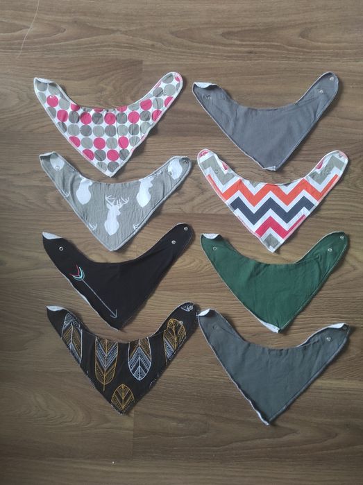 Chustki po szyję, bandamka, śliniaki, zestaw bawełna podbity na polar