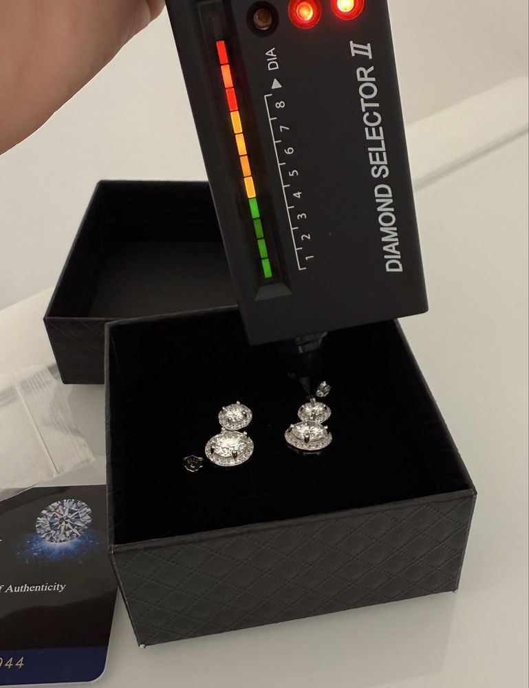 5 ct Сережки пусеты с муассанитами бриллиантами серебрянные