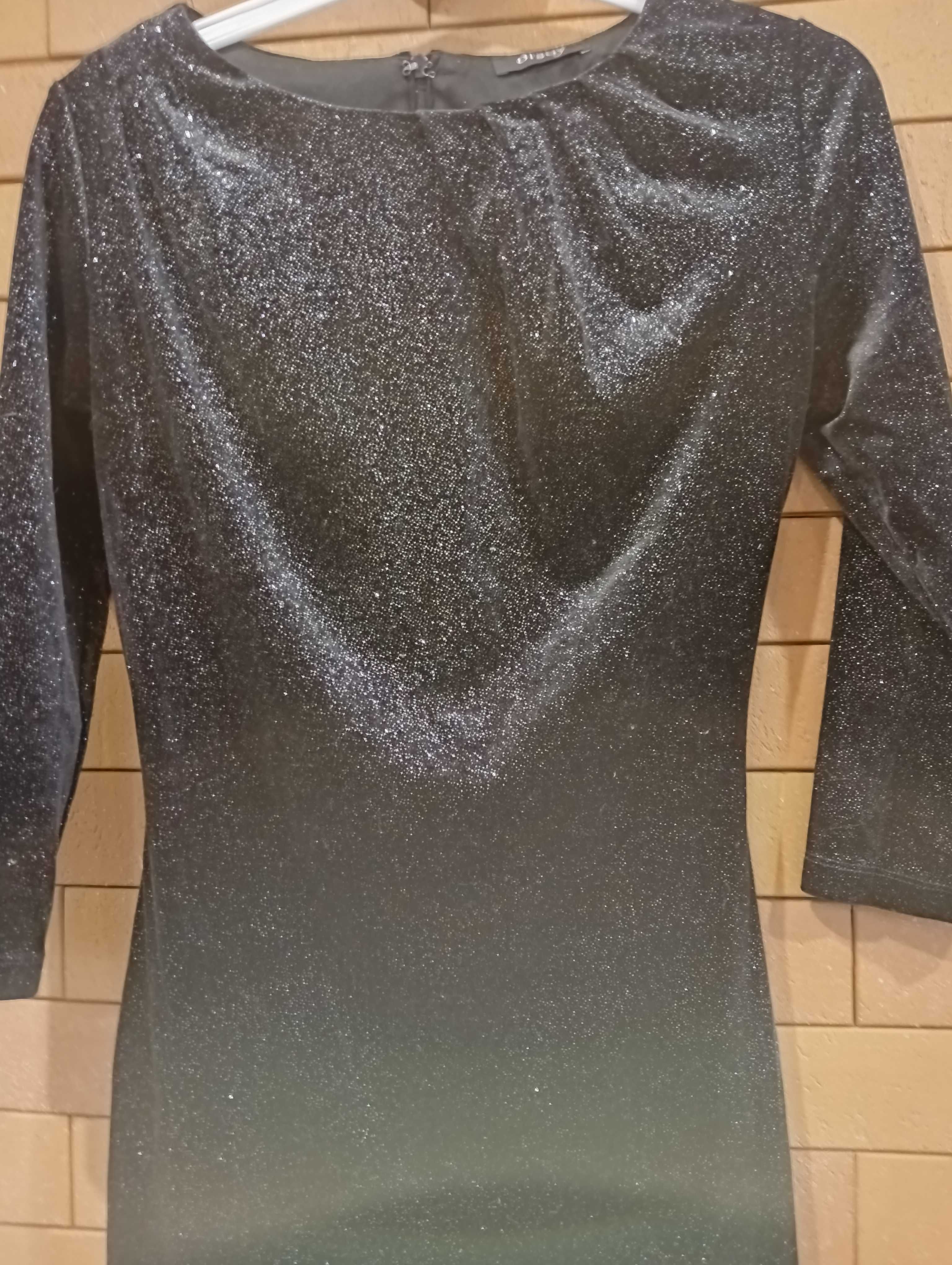 Sylwestrowa aksamitna sukienka z brokatem w rozmiarze 36/38 orsey.