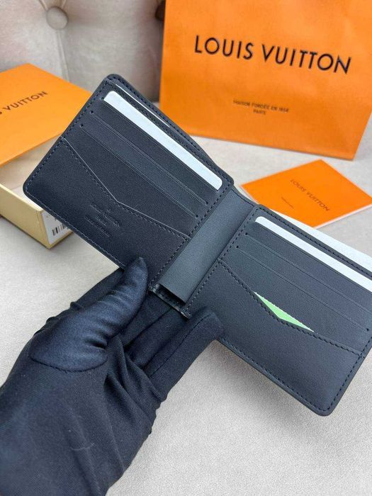 Кожаный черный бумажник Louis Vuitton кошелек Луи Виттон k415