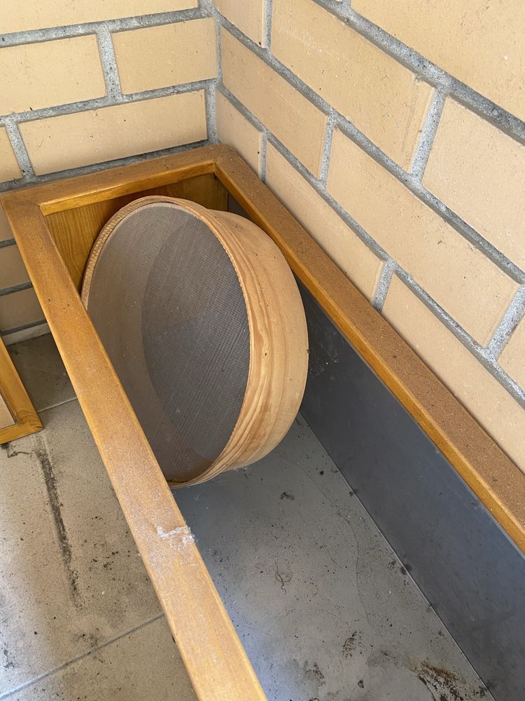 Suporte para vasos em inox e madeira - feito por artesão
