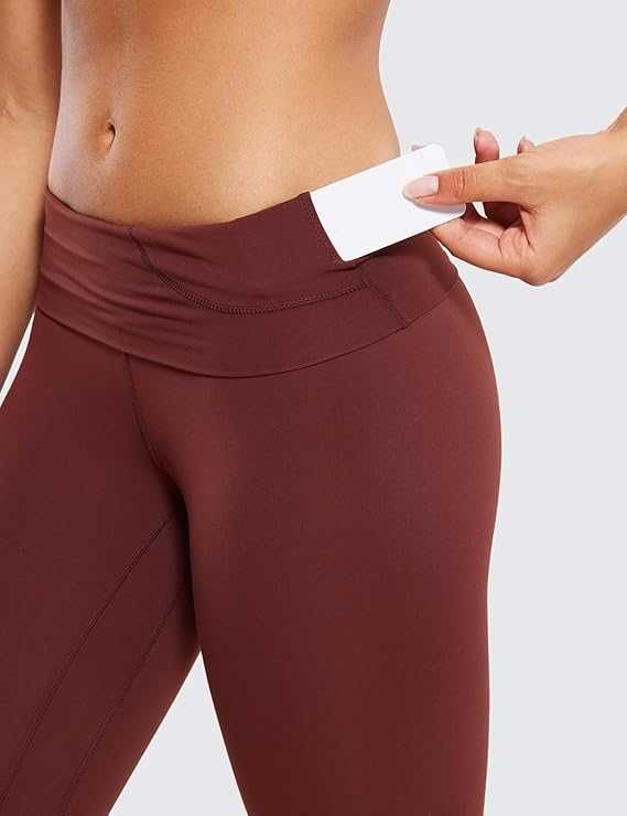 CRZ YOGA - Legginsy sportowe damskie wysoki stan XXL bordowe 7/8