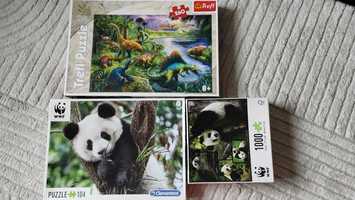 Puzzle dinozaury plus dwa z pandą