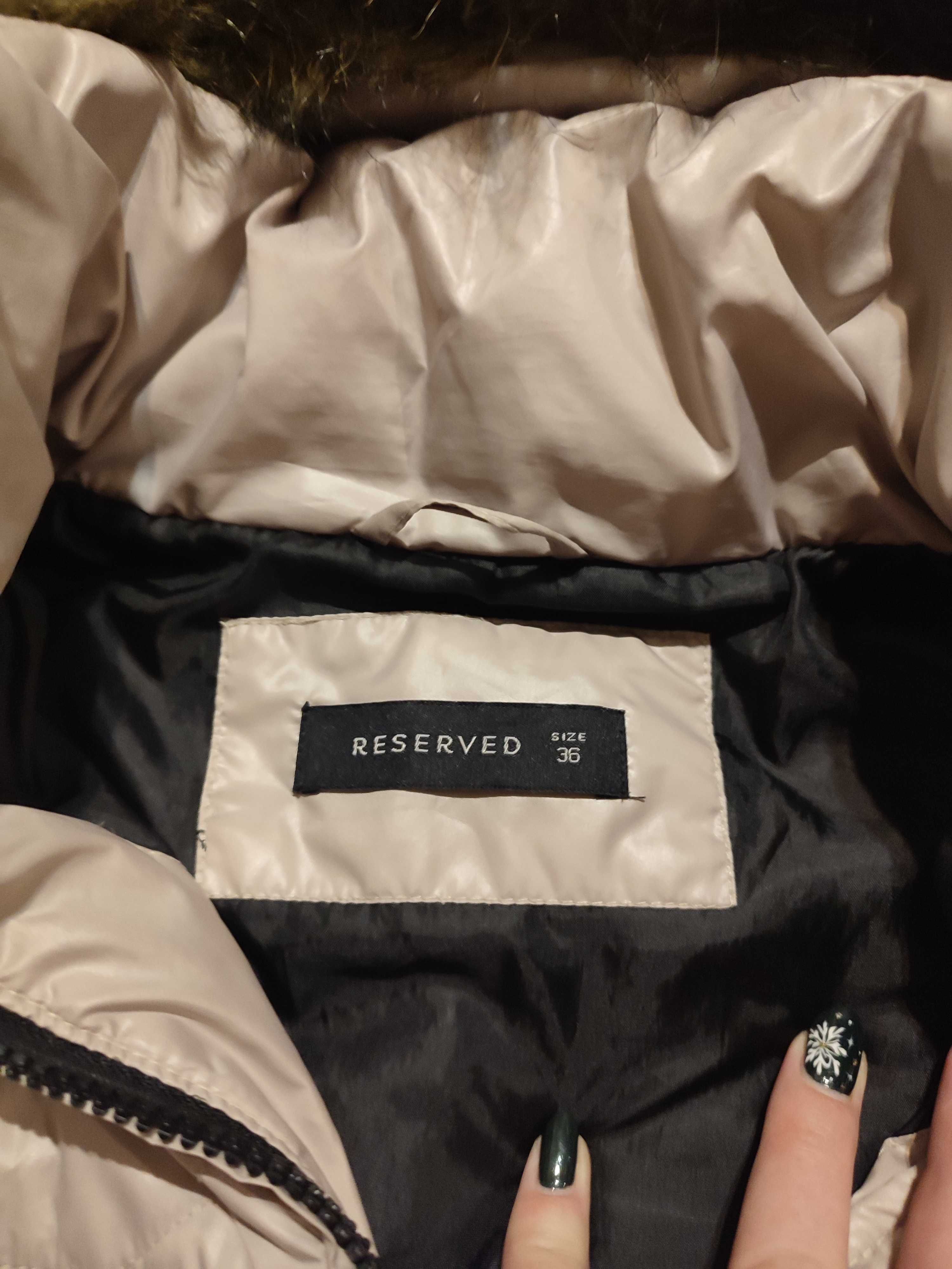 Reserved kurtka zimowa pikowana krótka taliowana parka S 36