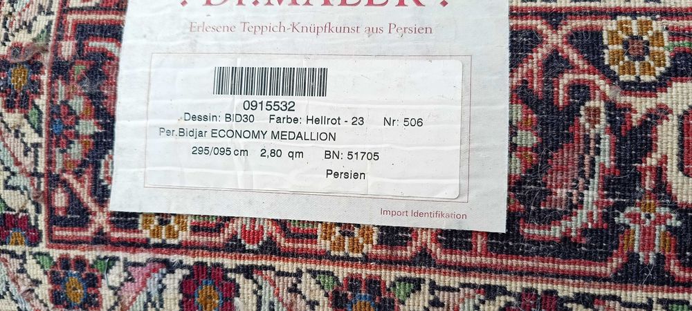 Bidjar Medallion dywan wełniany chodnik tkany ręcznie 300 x 95 cm