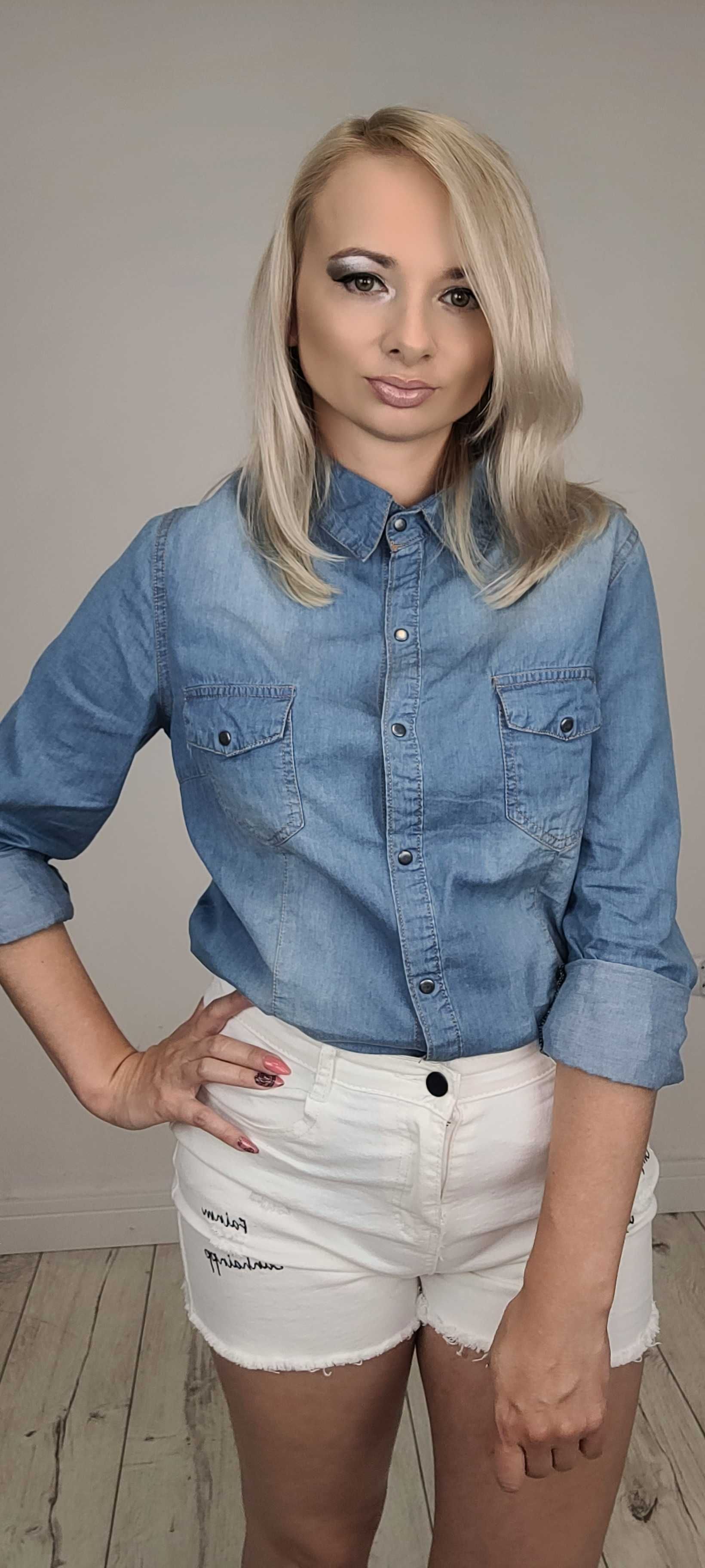 NOWA Koszula JEANS S-XXL damska klasyczna koszula jeansowa