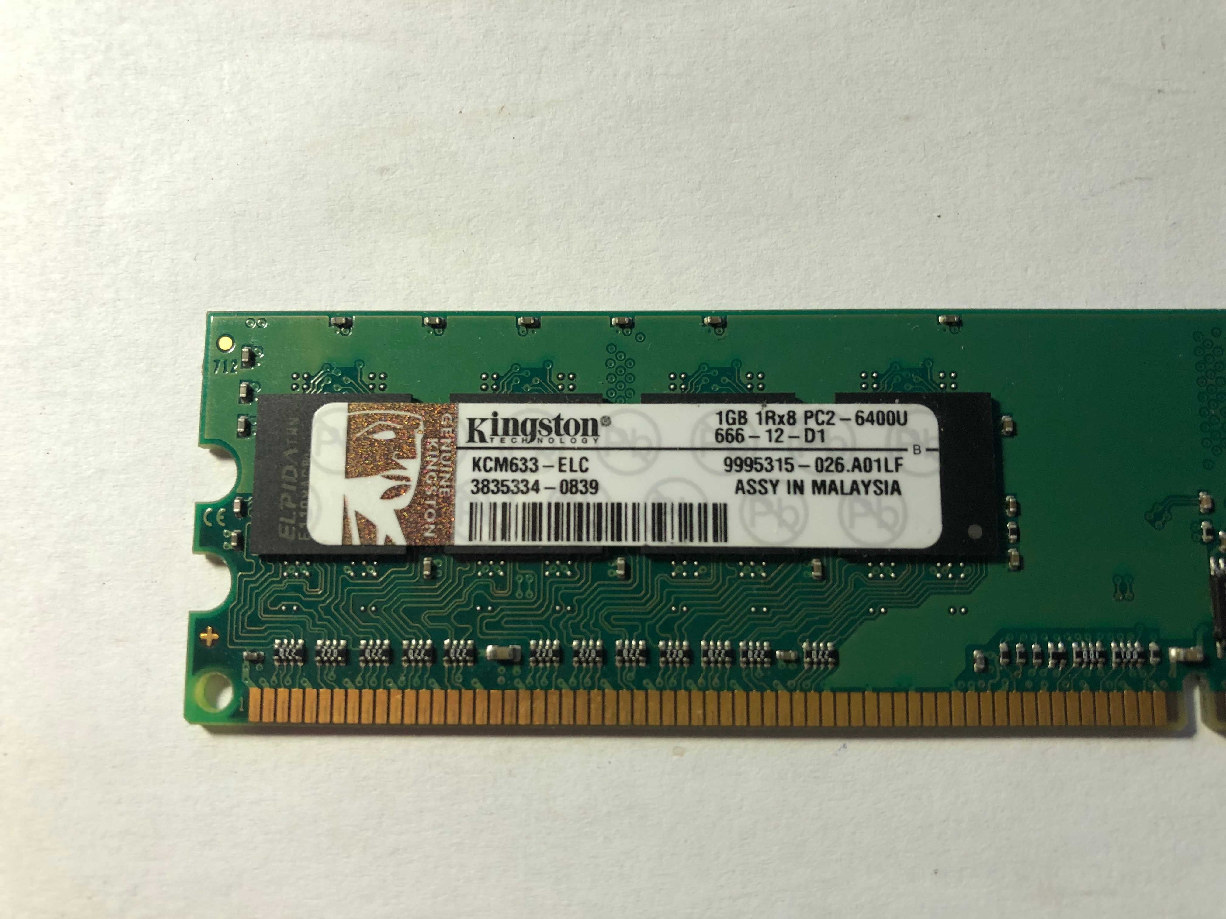 Pamięć RAM Kingston 1GB 3 szt. DDR2  PC2- 6400U do komp. stacjonarnego