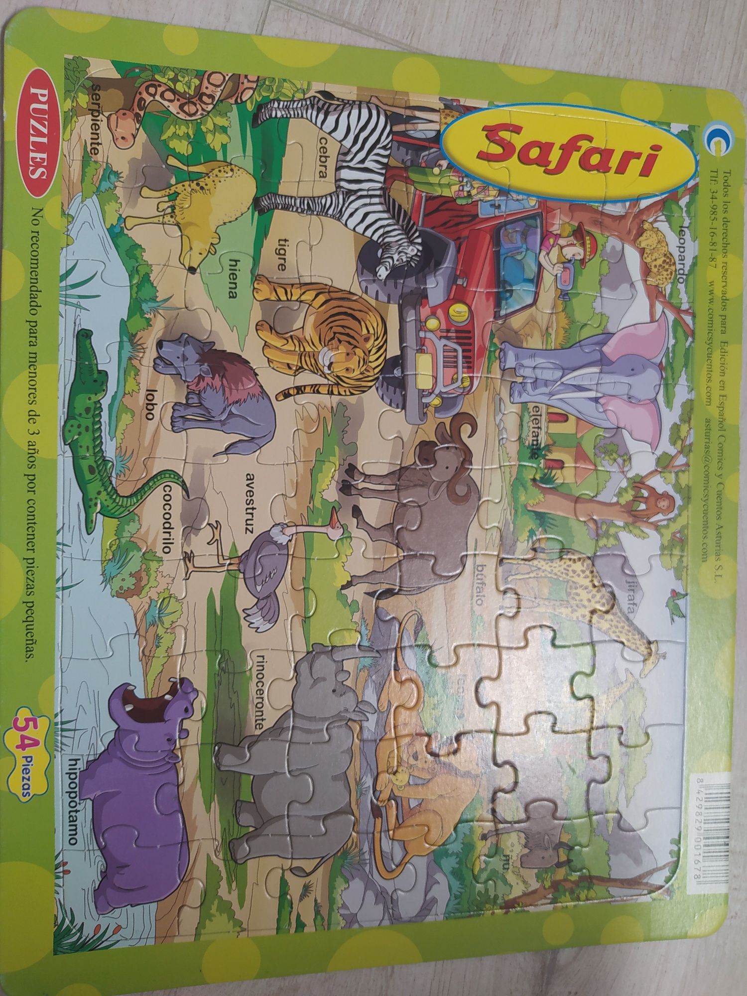 Puzzle Safari nauka zabawa hiszpański