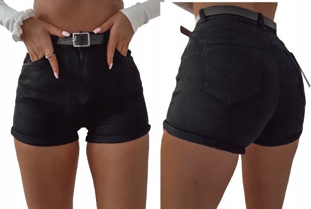 Spodenki Jeansowe Damskie Szorty Modelujące Push Up Z Paskiem M Sara X