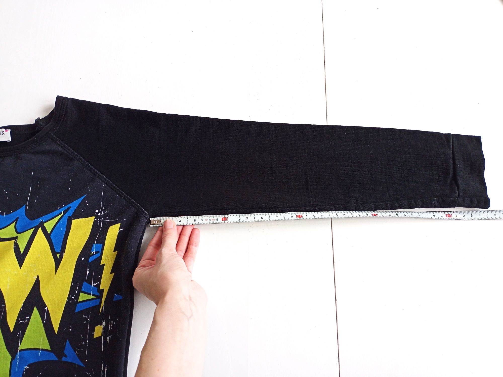 BEZ WAD Bluza dresowa z napisem WOW! S/36 czarna #1377