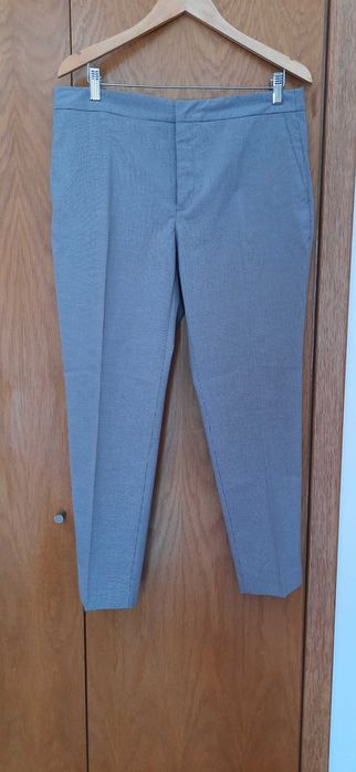 Calças modelo de fato em tecido pied de poule da Zara