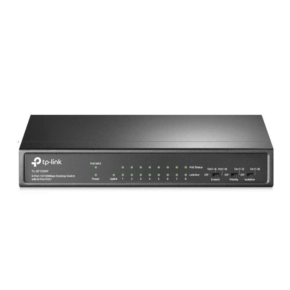 Новый свитч Tp-Llnk TL-SF1009P v4.0 10/100 Mbit/s, 8  с Poe 65 Вт