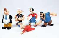 Coleção completa de 5 bonecos PVC da série "Popeye" dos anos 80