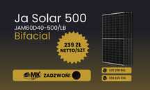 Panele PV fotowoltaiczne JA SOLAR 500W JAM60D40LB Czarna Rama Bifacial