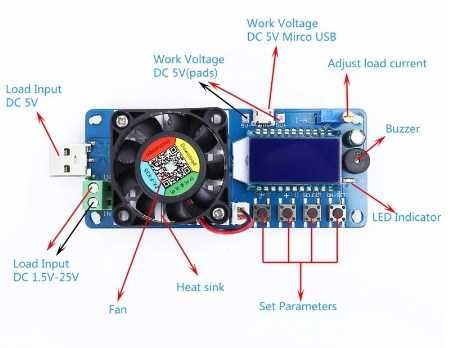 Электронная Нагрузка - USB Тестер FX-35, 5A, 35W