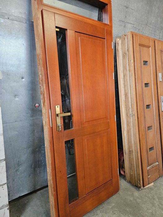 DRZWI Zewnętrzne Drewniane Sosnowe Wejściowe z Naświetlem 96x243cm