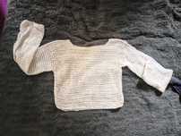 Bluzka siatka handmade szydełko Cropp top biały