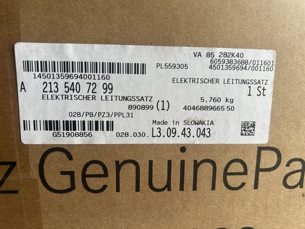 Mercedes-Benz E300e W213 – wiązka przewodów hybrydowych