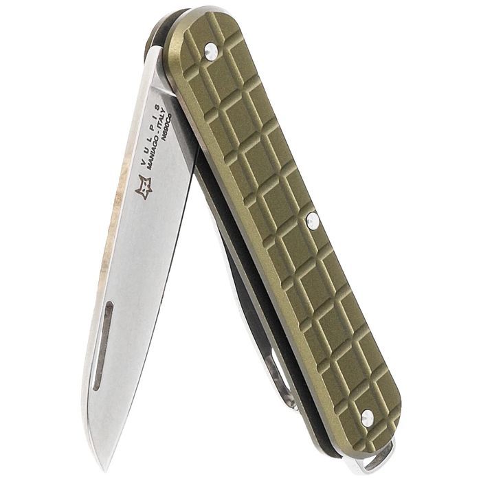 Scyzoryk Fox Vulpis Grenade Pattern Military Green Aluminium, Polished
