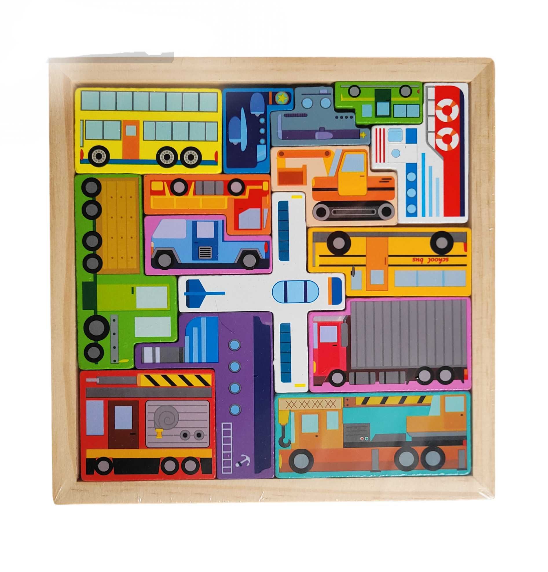Nowa zabawka drewniana układanka puzzle autka # 155