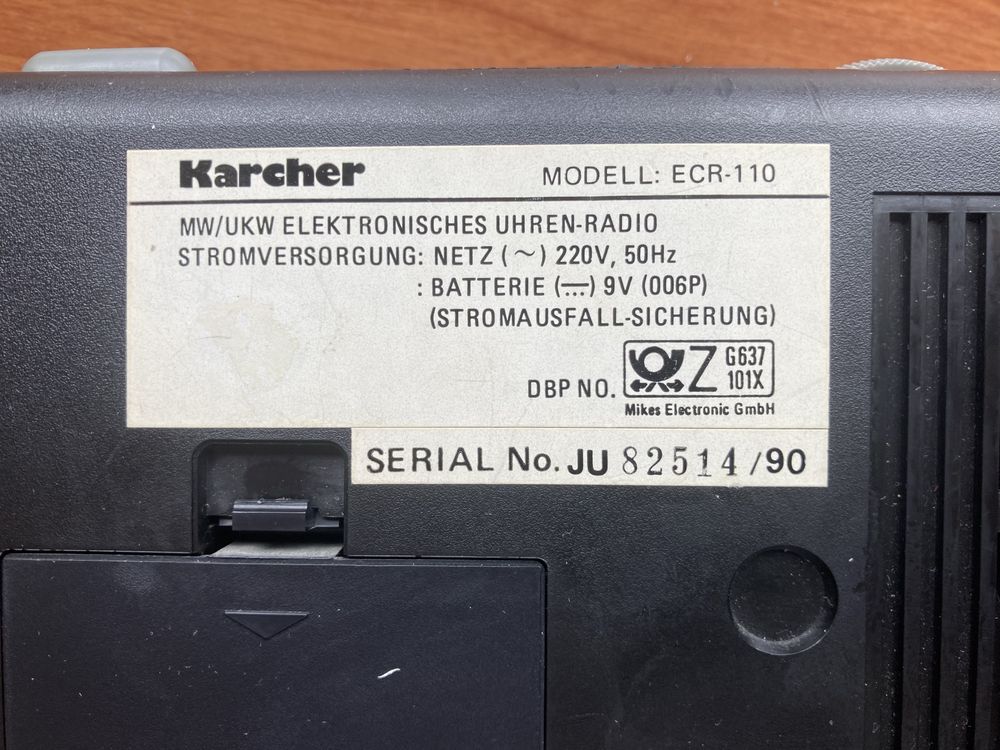 Radiobudzik Karcher ECR-110 z epoki
