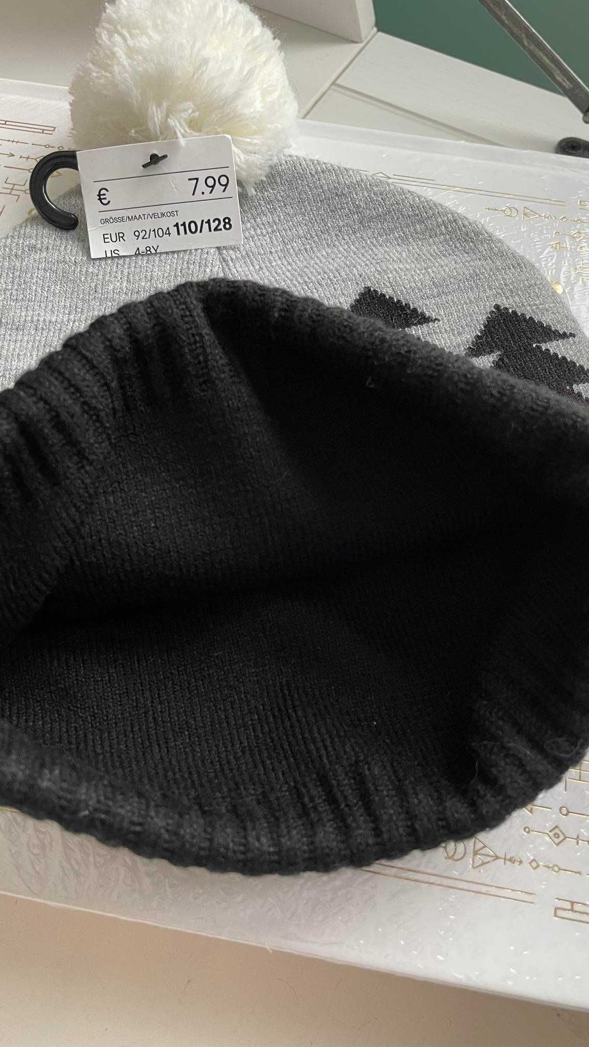 H&M czapka zimowa świąteczna z pomponem 110/128