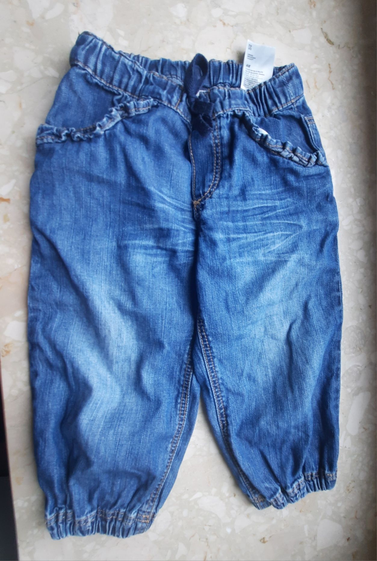 Lekkie spodnie jeansowe alladynki dla dziewczynki H&M r. 86
