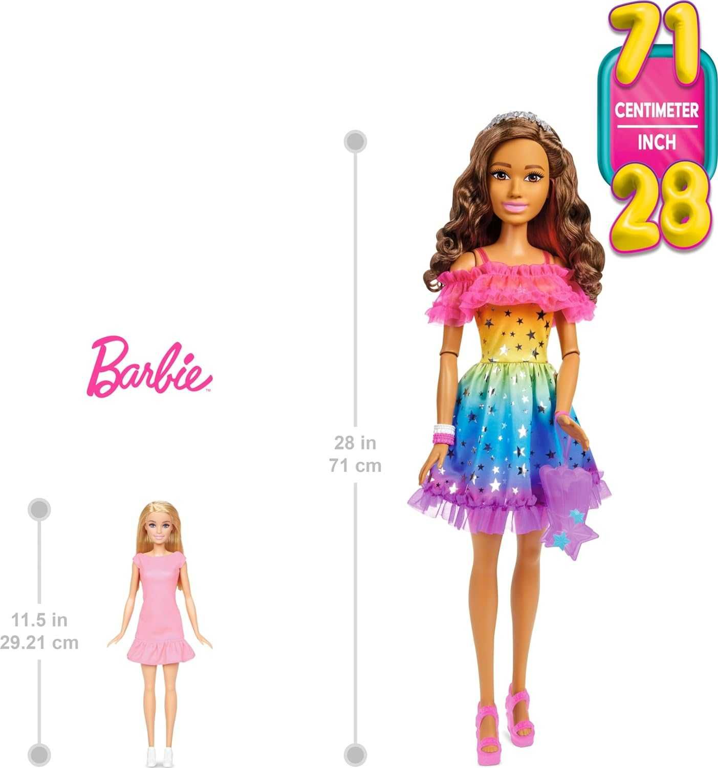Ростова  Барбі з каштановим волоссям,71 см.Barbie Large,Rainbow Dress