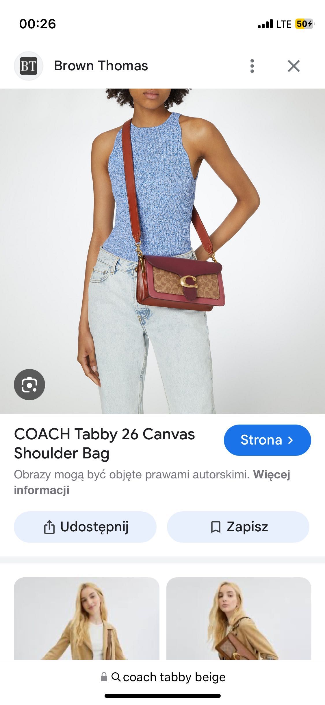 Coach tabby torebka oryginal