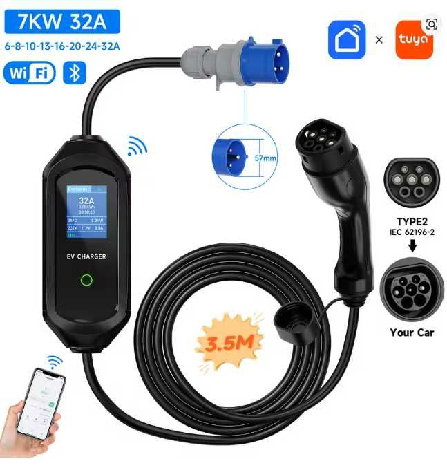 Przenośna ładowarka samochodowa cegła Wallbox EV AC Type2 7kW AFEEV