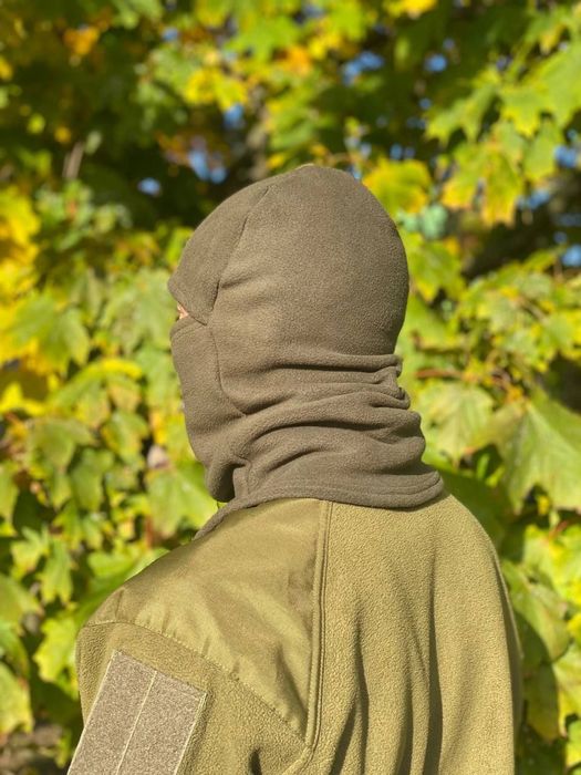 Флісова Балаклава мультикам, піксель, чорна, олива/хакі зимова