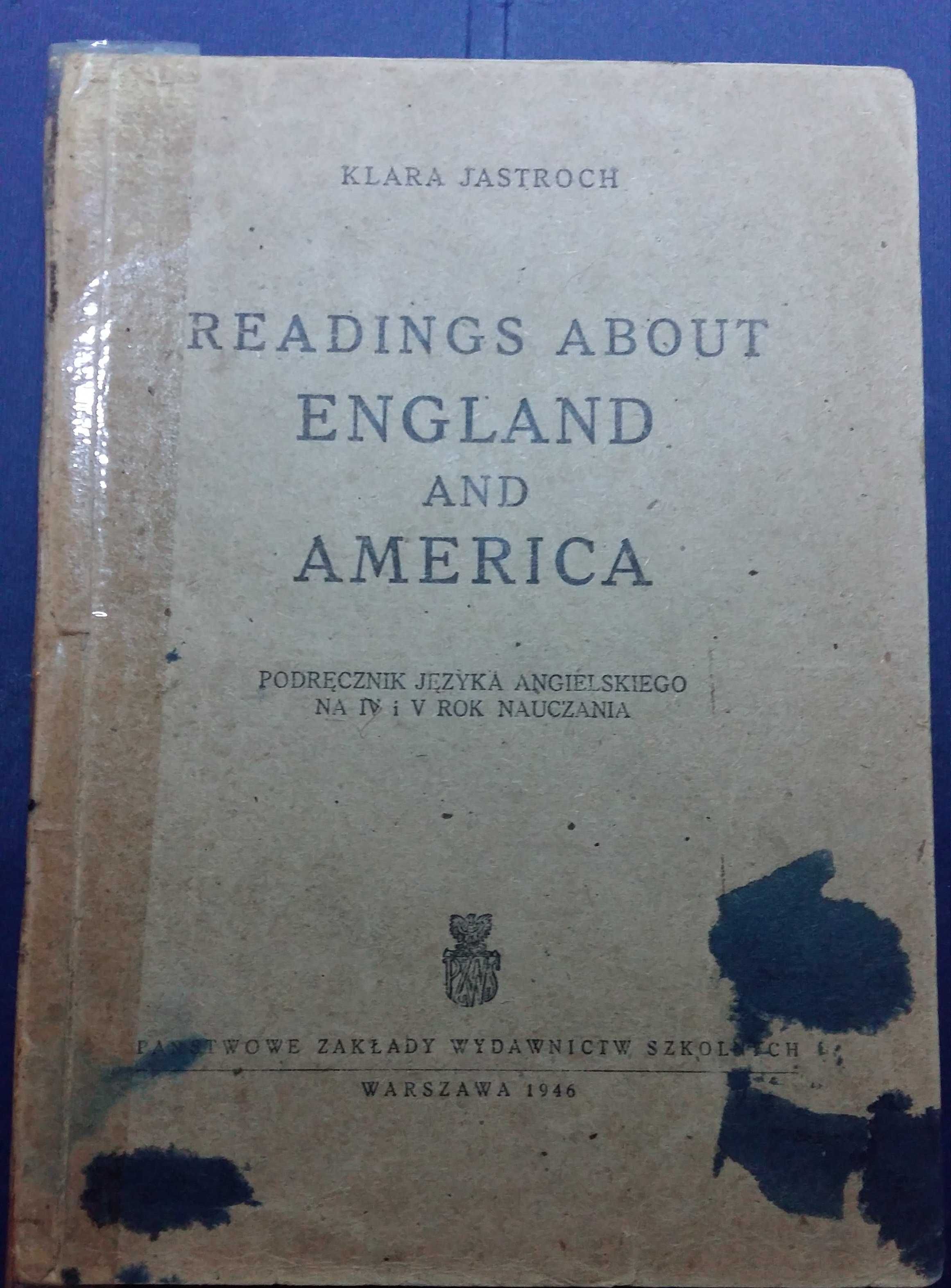 READINGS ABOUT ENGLAND and AMERICA podręcznik j. angielskiego z 1946r.