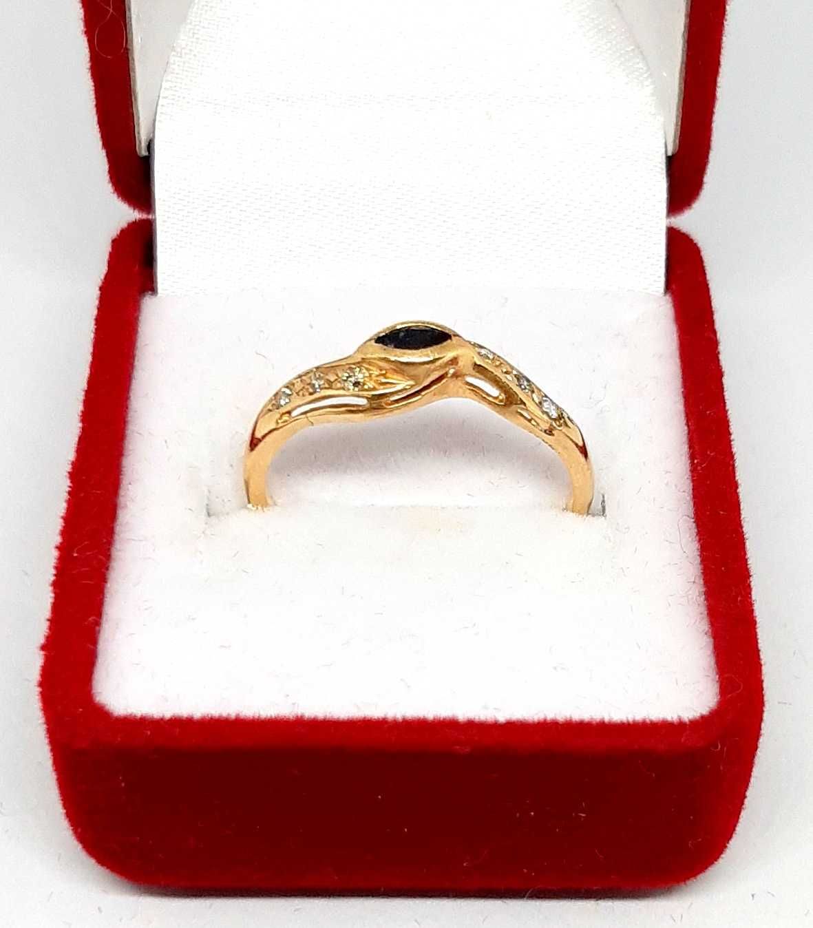 Złoty pierścionek z Cyrkoniami PR.585 W:1,60gr R.12 ,