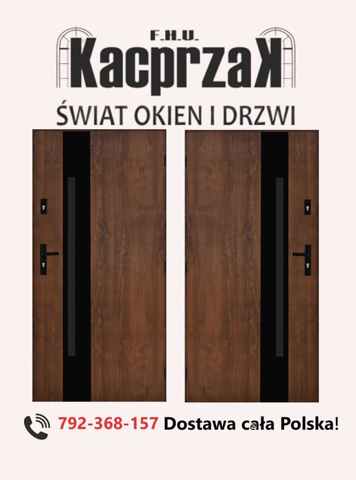 Drzwi KACPRZAK 90x200 Drzwi Zewnętrzne MARS 09 Orzech Lewe
