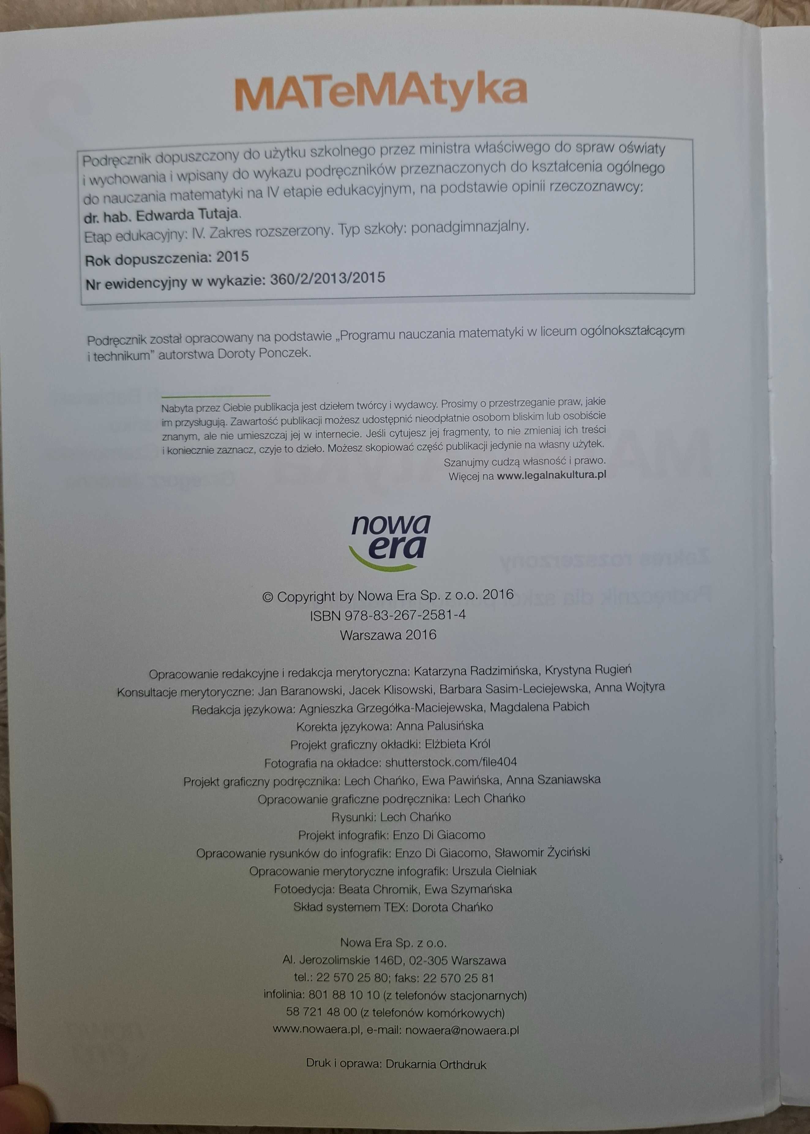 MATeMAtyka 1 2 3 zakres rozszerzony Nowa Era Babiański liceum 2016