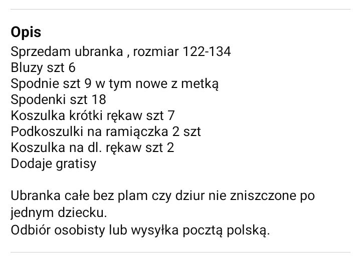 Ubranka dla chłopca