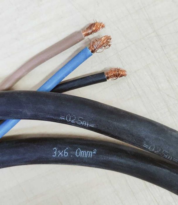 Przewód kabel gumowy 4,2mb - 3x6 mm2 linka - przemysłowy - NOWY