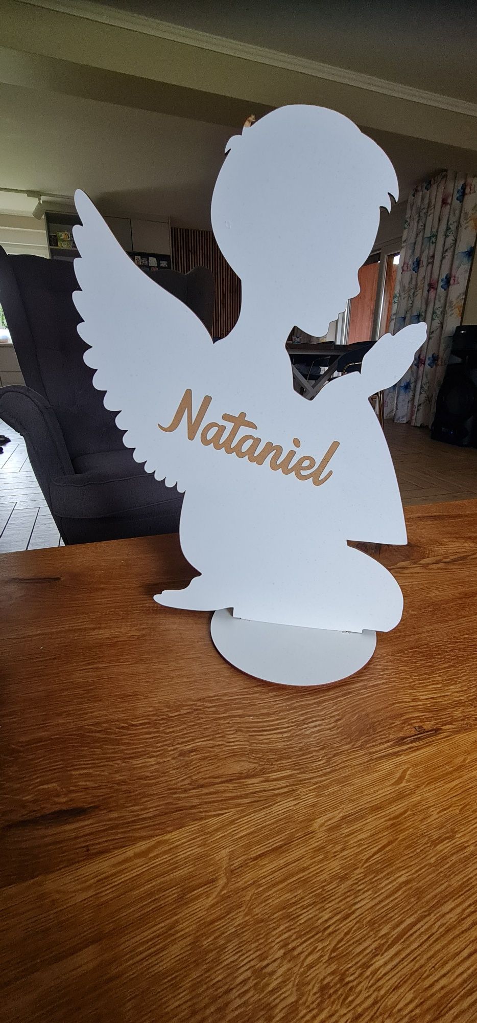 Duży Aniołek z imieniem Nataniel ,Komunia św, chrzciny