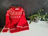 Czerwony sweter dziecięcy 50% wełna r 110-116