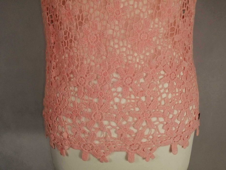 SUPERDRY Koszulka Ażurowa Damska S Oryginalna Super Stan Bawełna 100%