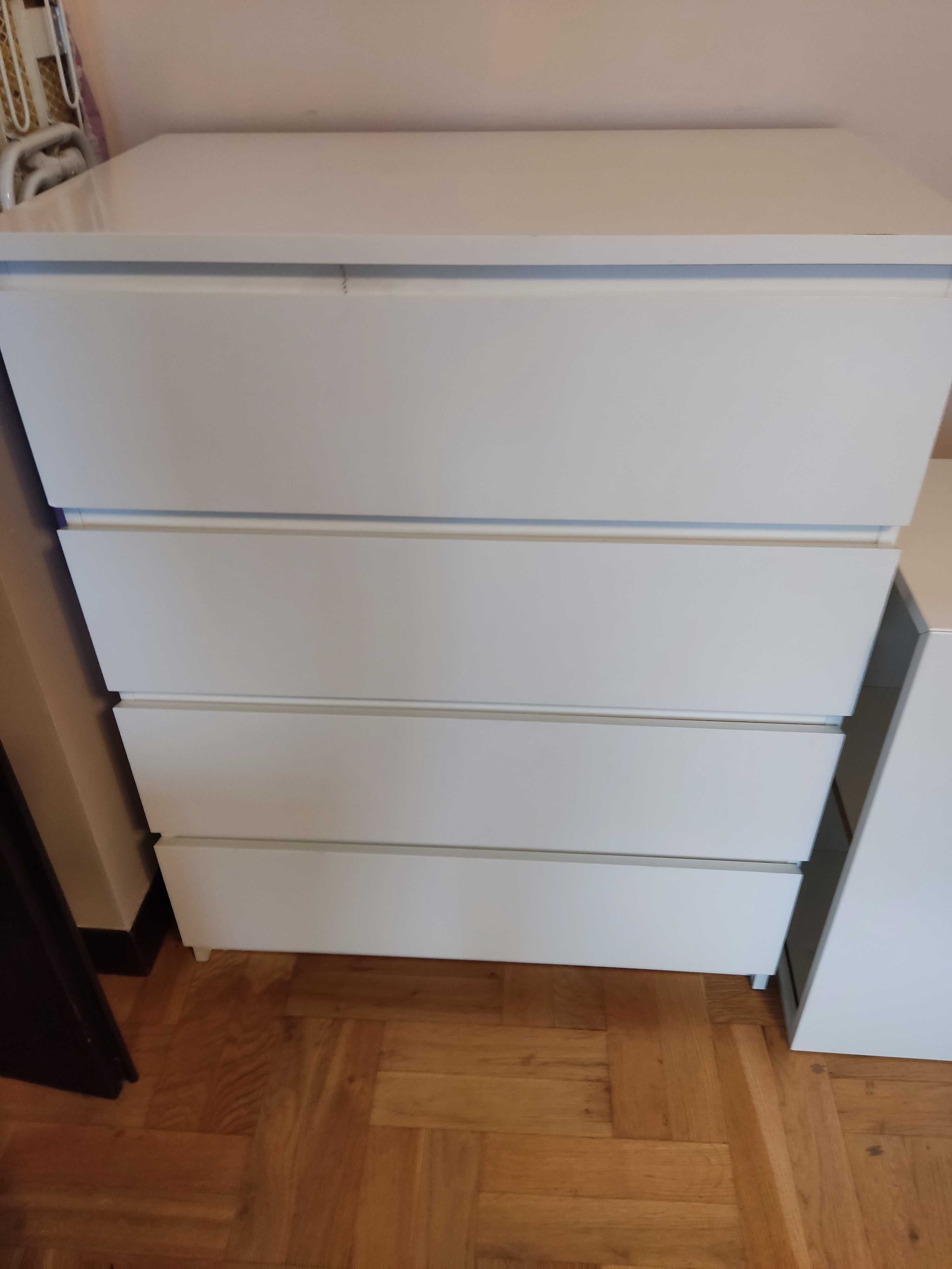IKEA MALM Komoda, 4 szuflady, połysk biały, 80x100 cm