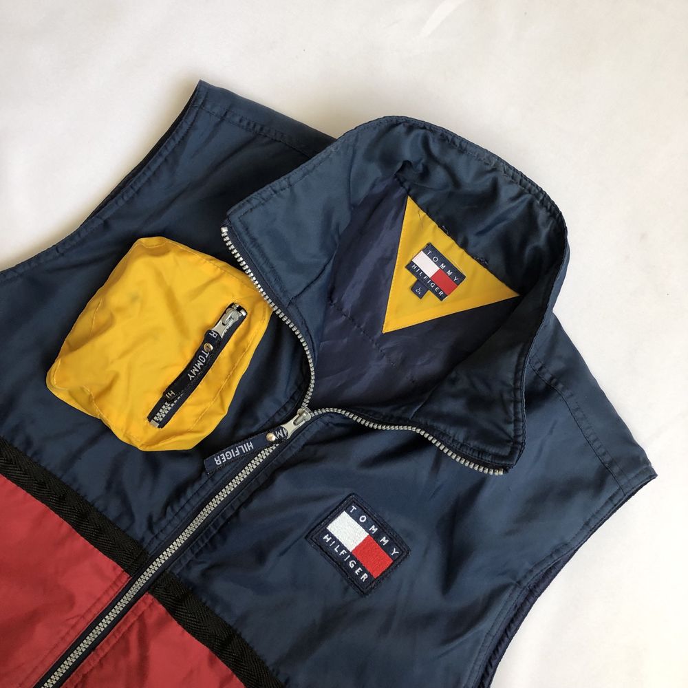 Безрукавка Vintage 90’s Tommy Hilfiger Big Logo Multicolor Vest Винтаж