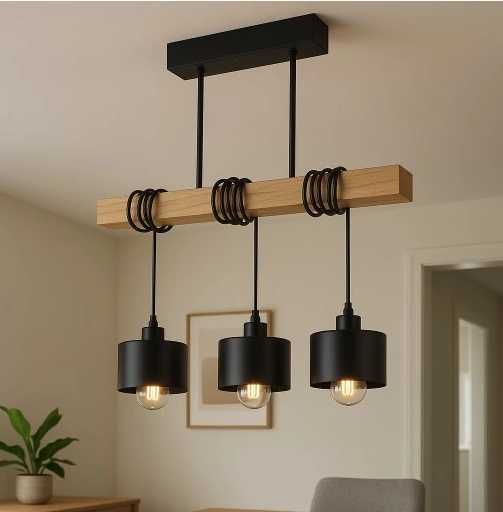 Lampa wisząca – żyrandol 3xE27 czarna, nowoczesna