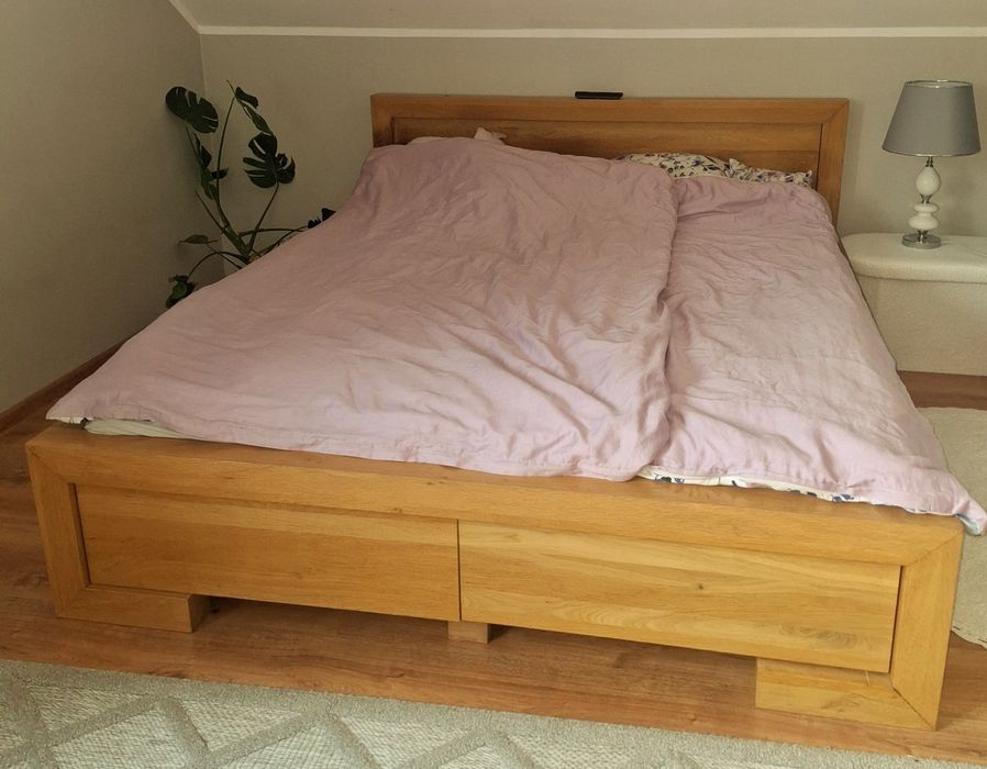 Komplet mebli sypialnia szafka rtv i łóżko 160 drewniany dąb dębowe