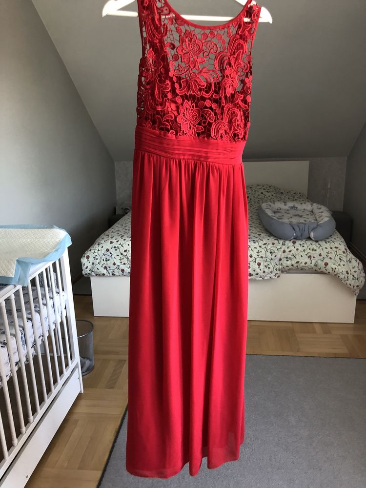 Czerwona sukienka suknia maxi długa na wesele